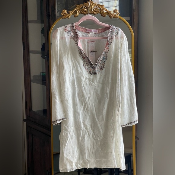 Monique Leshman Tops - NWT Monique Leshman 100% Silk Southwestern Transparent Embellished Tunic